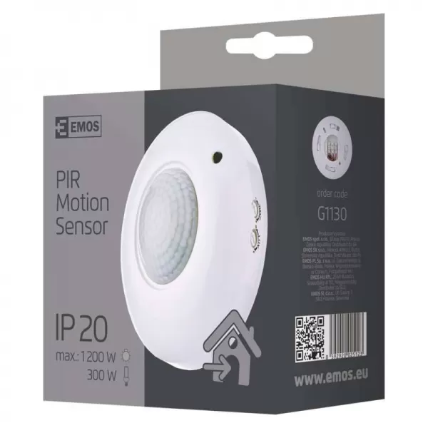 EMOS Čidlo pohybu PIR BÍLÁ 1200W IP20 G1130