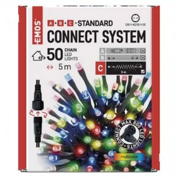 EMOS D1AM02 CONNECT CHAIN 50LED 5M IP44 MC-světýlka