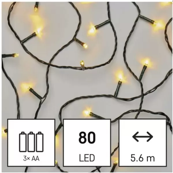 EMOS 80LED XMAS 3AA IP44 5,6m WW D4FW02