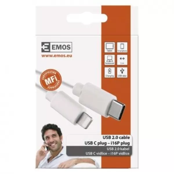 EMOS USB 2,0C/M-i16P/M 1M, BÍLÁ SM7015W