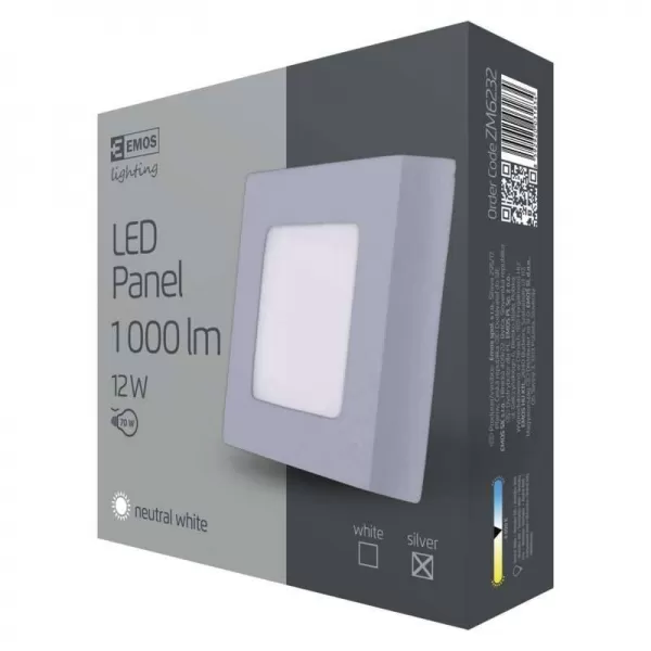 EMOS LED Panel př. čtverec 12W 1000LM IP20 NW B ZM6232
