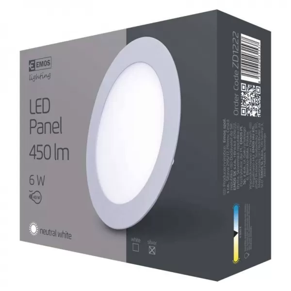 EMOS LED Panel ves. kr. W 450LM IP20 ZD1222