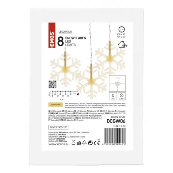 EMOS 8LED ACRYLIC SNOWFLAKE WW (DCGW06)