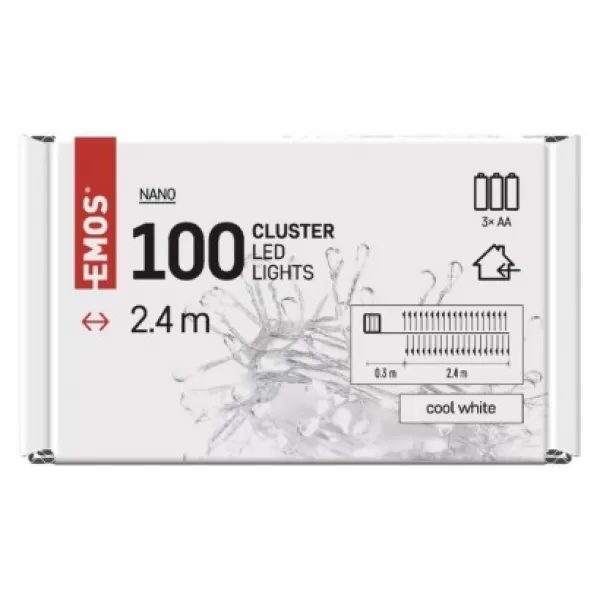 EMOS 100LED NANO CLUSTER BO CW - svět. řetěz