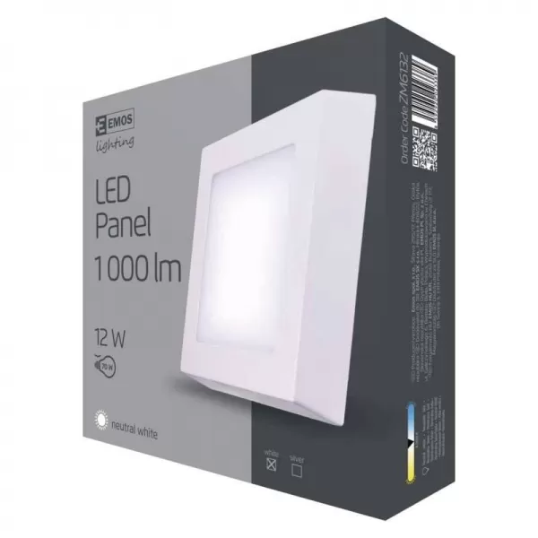 EMOS LED Panel př. čtverec 12W IP20 NW B ZM6132