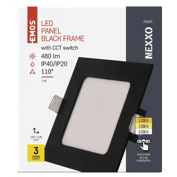 EMOS LED podhledové svítidlo NEXXO černé, 12x12 cm, 7 W, teplá/neutrální bílá (ZD2323)