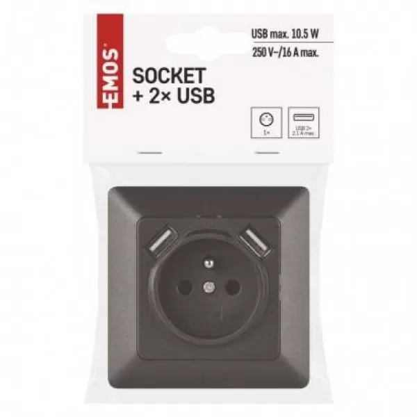 EMOS Zásuvka s USB 2,1 a MAX.FRENCH A6000.2