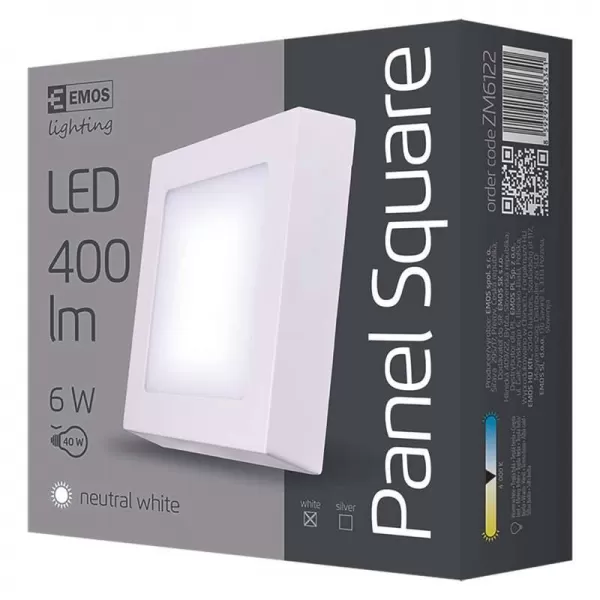 EMOS LED Panel př. čtverec 6W IP20 NW B ZM6122