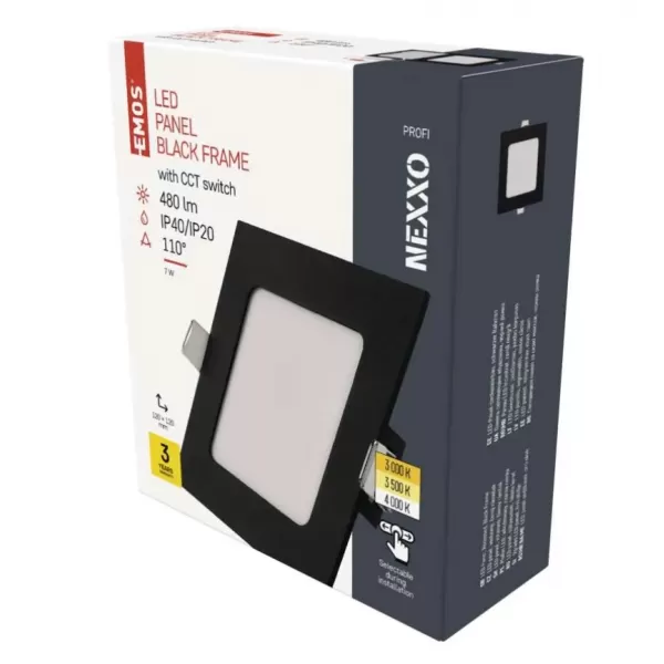 EMOS LED podhledové svítidlo NEXXO černé, 12x12 cm, 7 W, teplá/neutrální bílá (ZD2323)