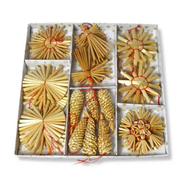 Dekorace - Sláměné ozdoby box 6cm/28ks