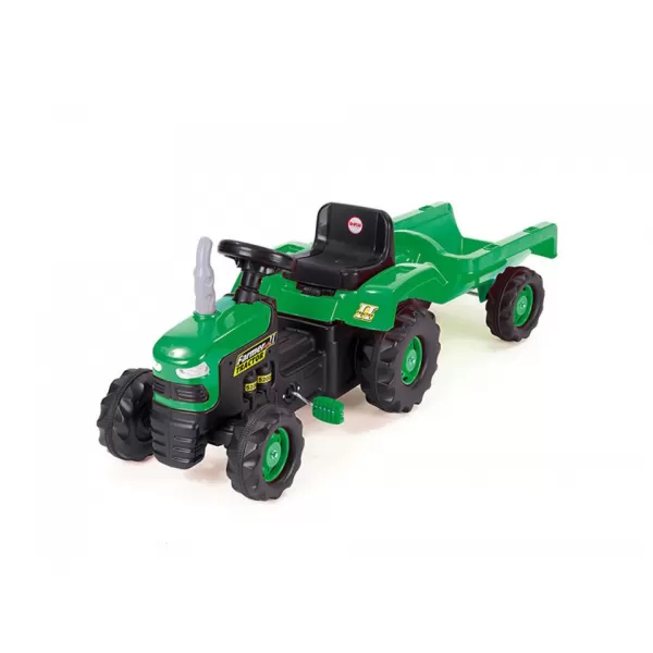 Dětský traktor šlapací s vlečkou zelený