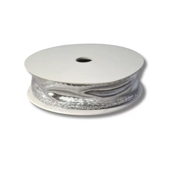 Dekorace - Stuha metalic 3cm stříbrná