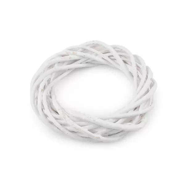 Dekorace - Věnec silné proutí bílý 25cm