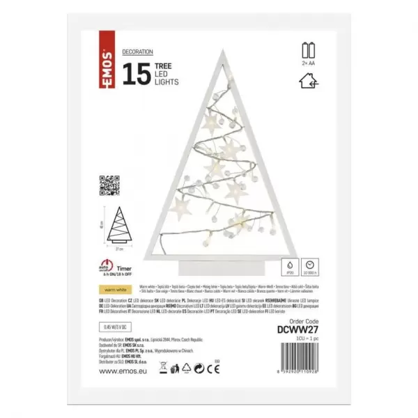 EMOS DCWW27 15LED WOOD TREE 2AA WW-dekorace stromeček