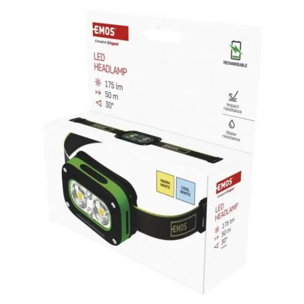EMOS LED nabíjecí čelovka P3545, 175 lm, 50 m, Li-Pol 800 mAh