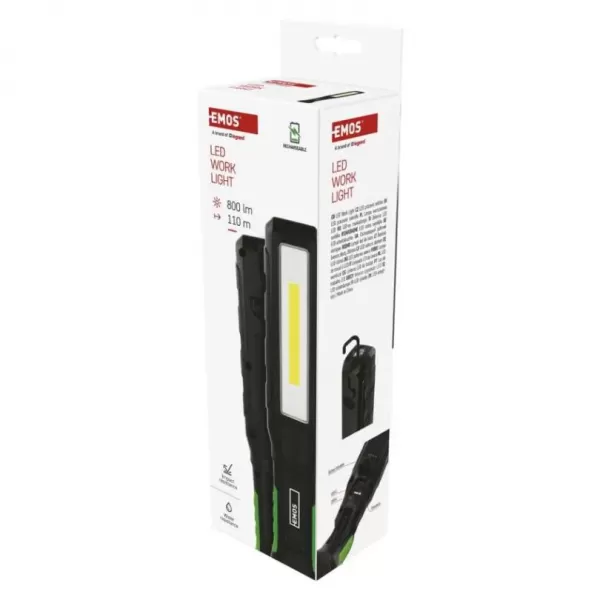 EMOS COB LED+LED nabíjecí pracovní svítilna, 800 lm, 2000 mAh P4544