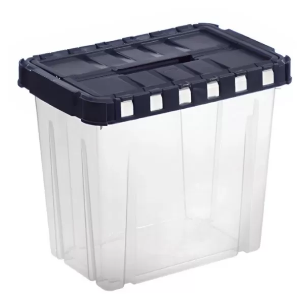 Box úložný s otevíracím víkem LINEA DOUBLE 8,5l transparent/grafit