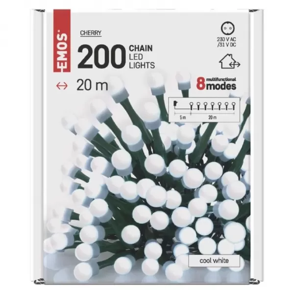 EMOS D5AC07 200LED CHERRYV MF 20M IP44 CW-světýlka
