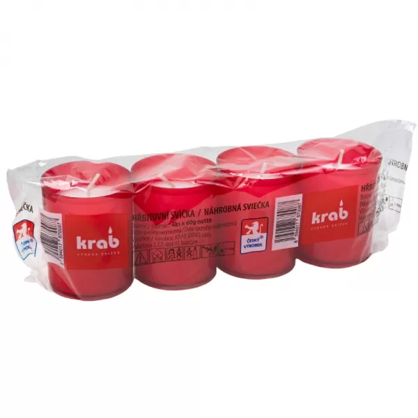Svíčka hřbitovní červená 60 g (4 ks)