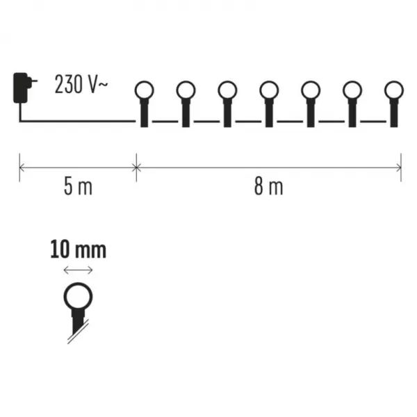EMOS 80 LED CHERRY MF 8M IP44 CW ZY2027