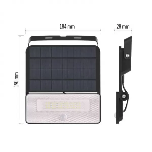 EMOS Solární LED reflektor SOLO s pohybovým čidlem, černý, 1600lm neutrální bílá ZG122S