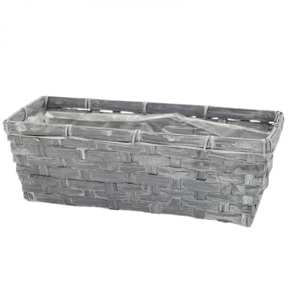 Dekorace - Truhlík bambus hranatý 30x12cm šedý