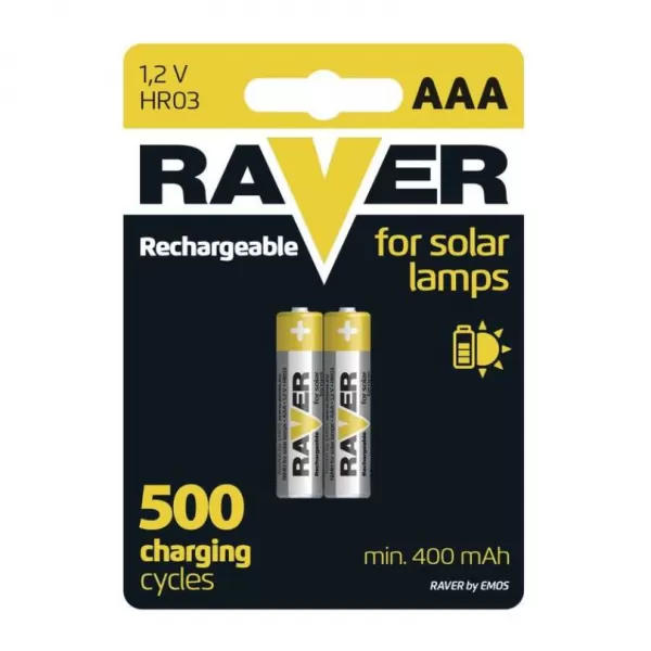 EMOS Baterie nabíj.do solár. lamp RAVER SOLAR AAA (HR03) 400 mAh (B7414) 2ks/bal