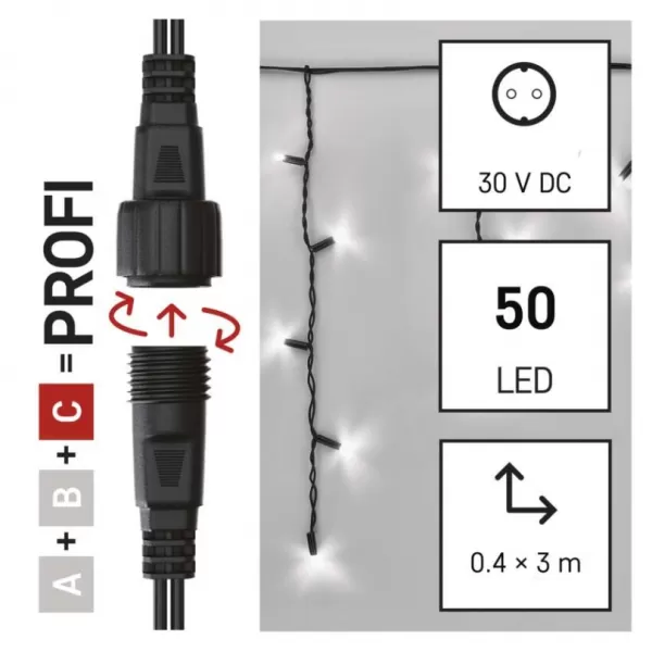 EMOS D2CC01 PROFI-CONN ICICLE 50LED 3M-BLACK-světýlka
