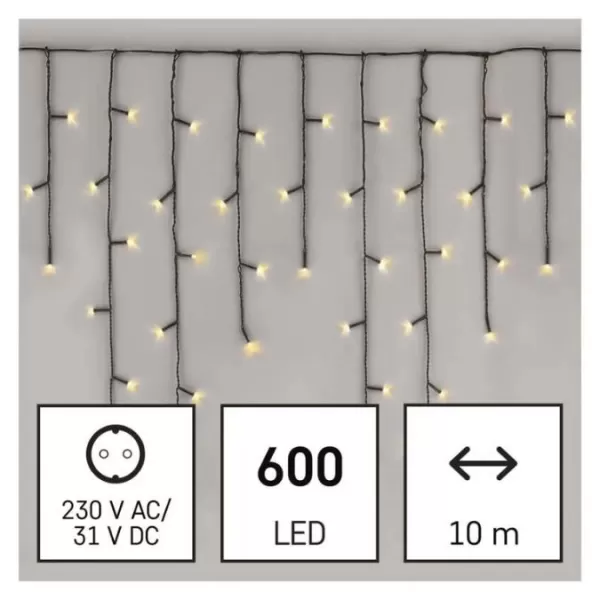 EMOS 600LED XMAS ICICLE MF 10M WW