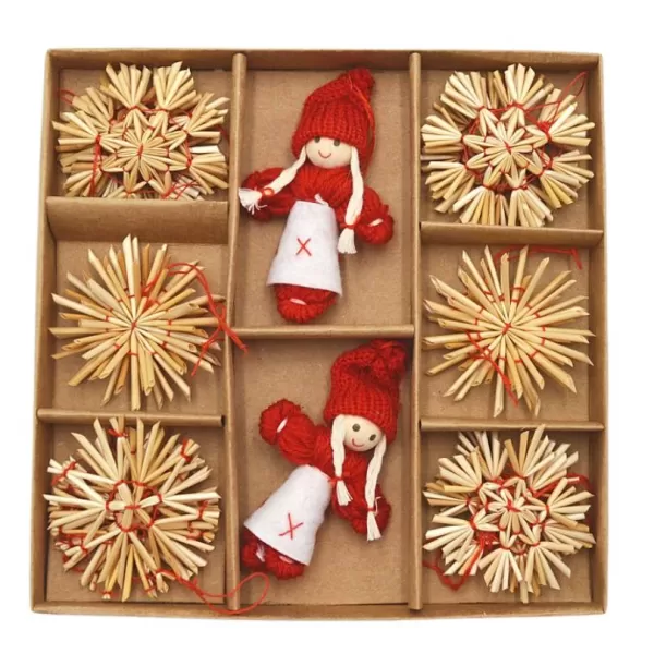 Dekorace - Slaměné ozdoby box 6cm/22ks