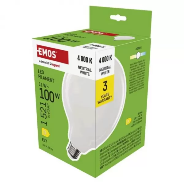EMOS LED žárovka Filament G125/E27/11W (100W)/1521lm/neutrální bílá ZF2D63
