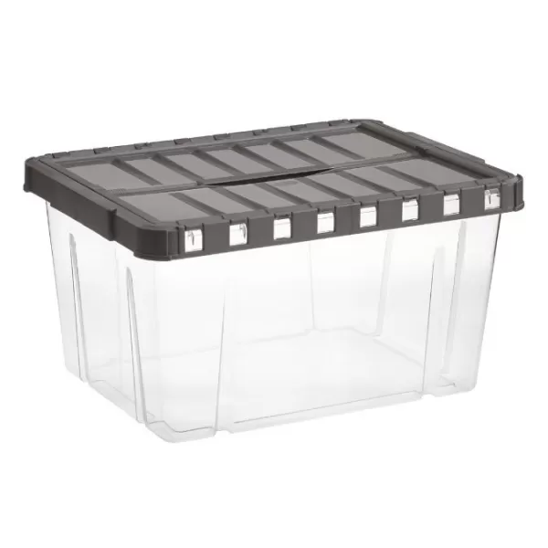 Box úložný s otevíracím víkem LINEA DOUBLE 29l transparent/grafit