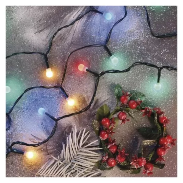 EMOS LED vánoční cherry řetěz D5AM2– kuličky, 20m, venkovní i vnitřní, multicolor, programy, časovač