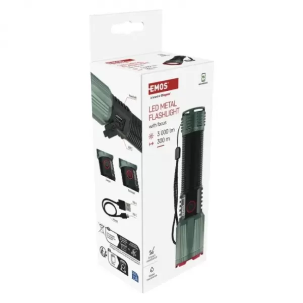 EMOS LED nabíjecí kovová svítilna 3000 lm, 5000 mAh