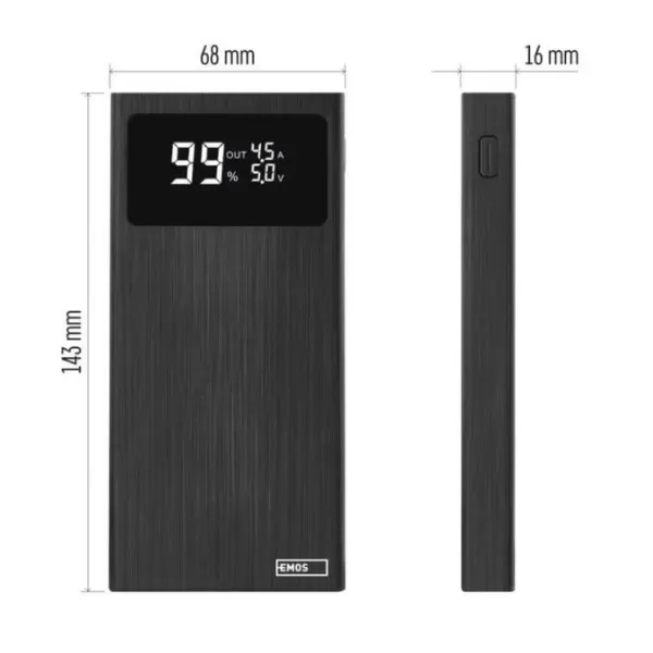 EMOS PWBANK BetaQ 10 10000 černá 2xUSB-A , 1xUSB-C