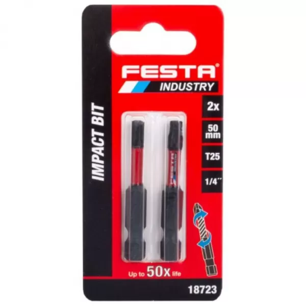 Torzní bit FESTA INDUSTRY T25 50mm S2 1/4" 2ks