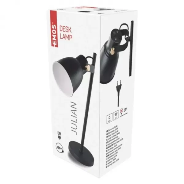 EMOS Stolní lampa JULIAN na žárovku E27, černá Z7621B