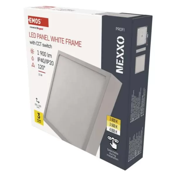 EMOS LED Svítidlo NEXXO př. čtv. 21W 1900LM IP40 CCT B ZM6143