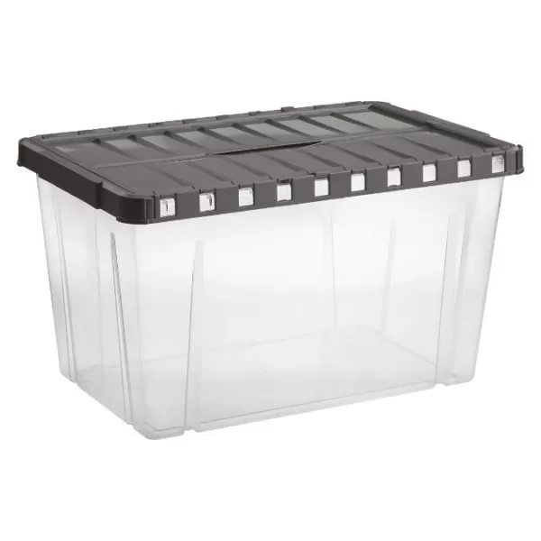 Box úložný s otevíracím víkem LINEA DOUBLE 54l transparent/grafit