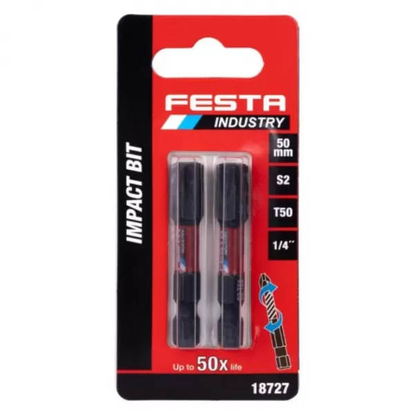 Torzní bit FESTA INDUSTRY T50 50mm S2 1/4" 2ks