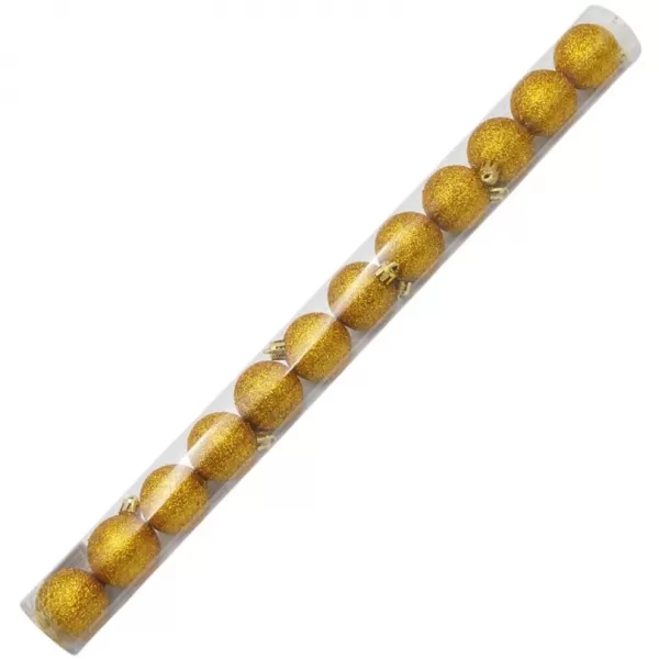 Dekorace - Koule vánoční 4cm 12ks TUBA glitter měděná