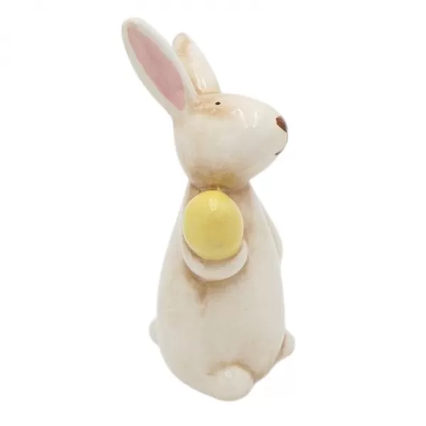 Dekorace - Králíček s vajíčkem keramický 11,6cm