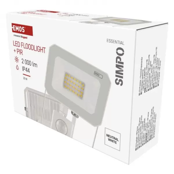 EMOS LED reflektor SIMPO, 20W, PIR, neutrální bílá ZS2323W