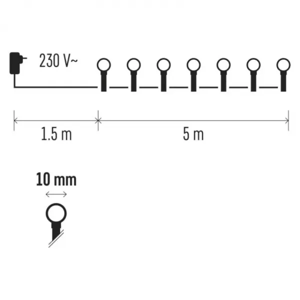 EMOS Řetěz vánoční 100LED XMAS CHERRY 5M IP20 CW /ZYK0204/