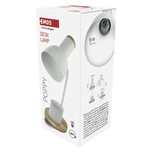 EMOS Stolní lampa POPPY na žárovku E27, bílá
