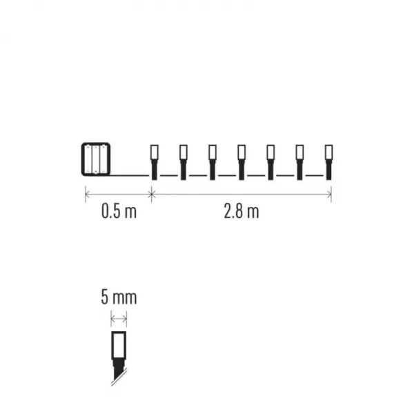 EMOS 40LED XMAS 3AA IP44 2,8m WW D4FW01