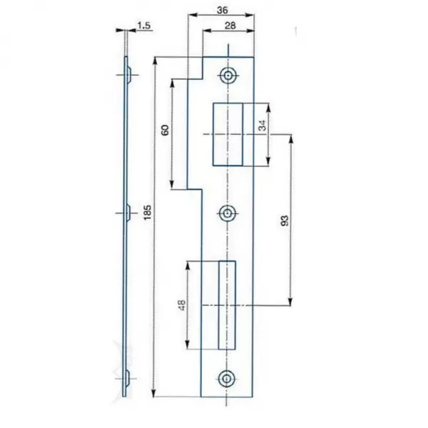 Protiplech 2/2 rovný pravý 185/28 pro rozteč 90mm bílý zinek