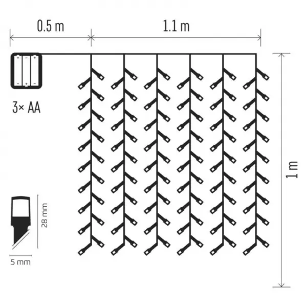 EMOS 120LED XMAS CURT 3AA IP44 WW /ZY2058/