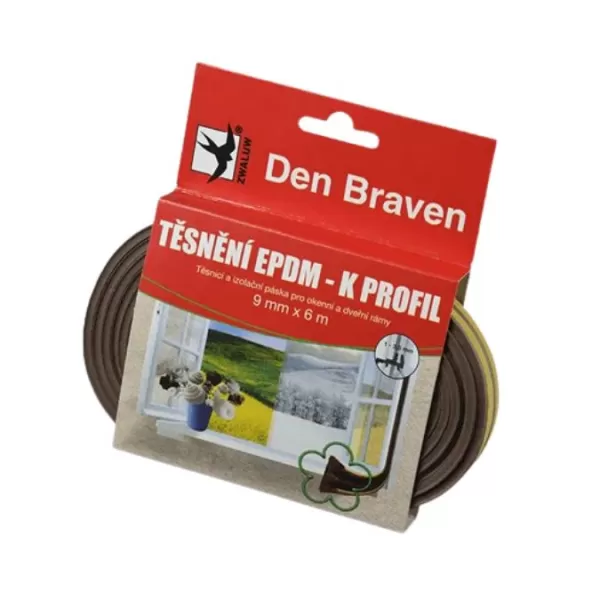 DENB profil Těsnící z EPDM pryže K-profil hnědý 9x4x6m Mappy