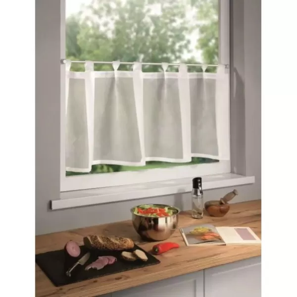 Vitrážní záclonka s poutky Voile 135x50cm bílá